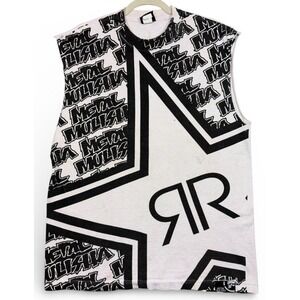 Vintage Y2K Metal Mulisha Shirt Mens L Black All Over Print Rock Star Sleeveless